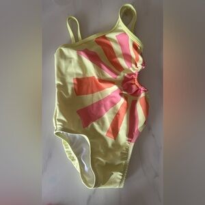 Old Navy Kids Swim One Piece in Yellow with Pink and Orange Design